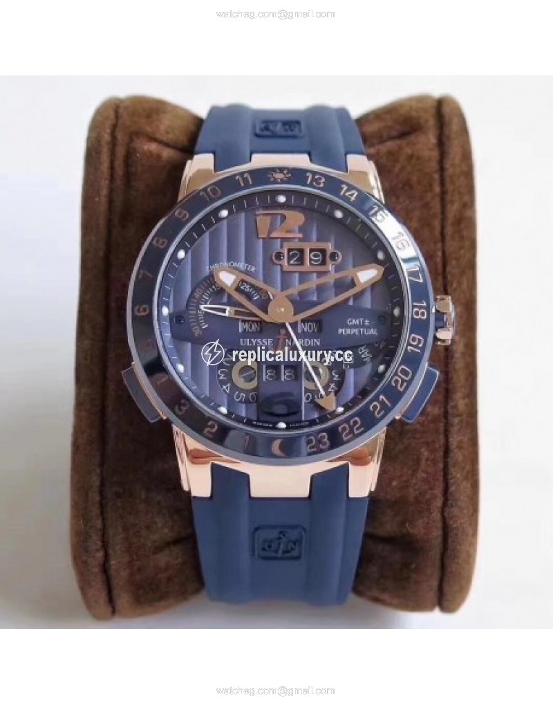 Ulysse Nardin El Toro GMT +/- Perpetual Calendar 326-00 TWA Rose Gold Blue 