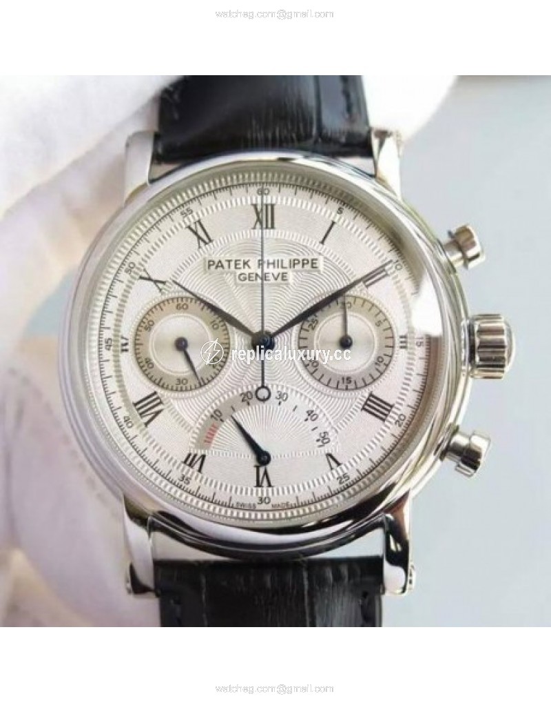 Patek Philippe Calatrava Chronograph Power Reserve Stainless Steel White 
