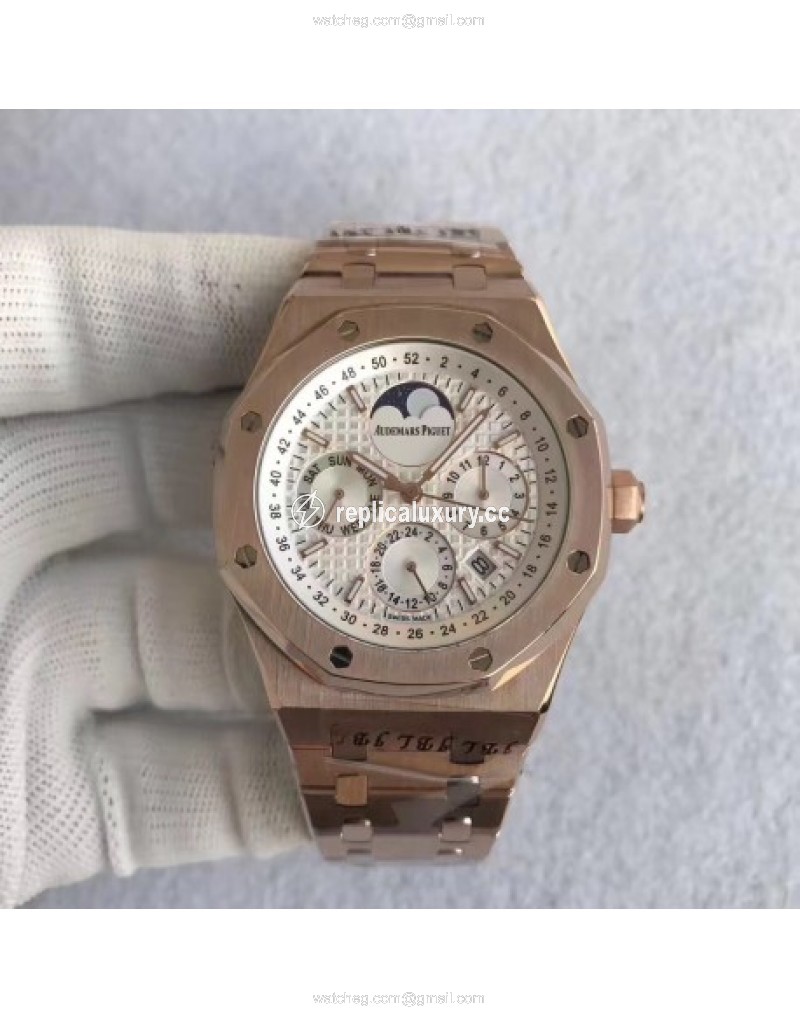 Audemars Piguet Royal Oak Perpetual Calendar 41MM 26574OR.OO.1220OR.01 JF Rose Gold Silver 