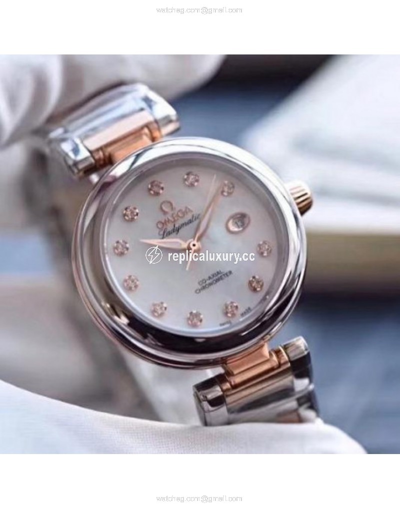 Omega De Ville Ladymatic V6 Stainless Steel & Rose Gold Mother Of Pearl 