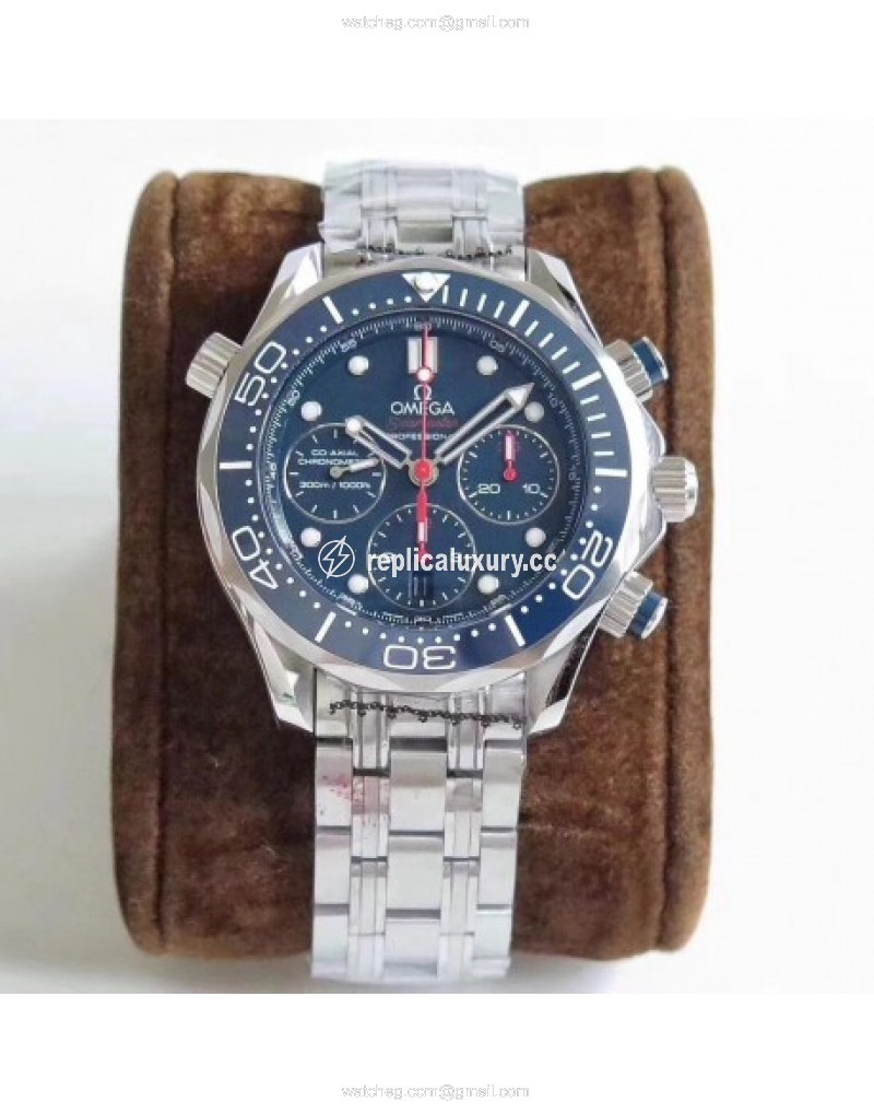 Omega Seamaster Diver 300M Co-Axial Chronograph 44MM 212.30.44.50.03.001 AC V2 Stainless Steel Blue 