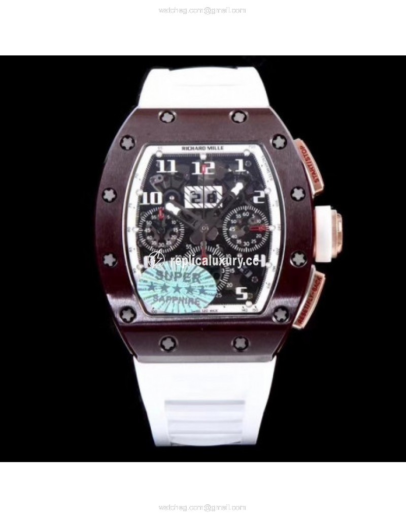 Richard Mille RM011-FM Felipe Massa Flyback Dubai Chronograph KV Brown Ceramic White Skeleton 