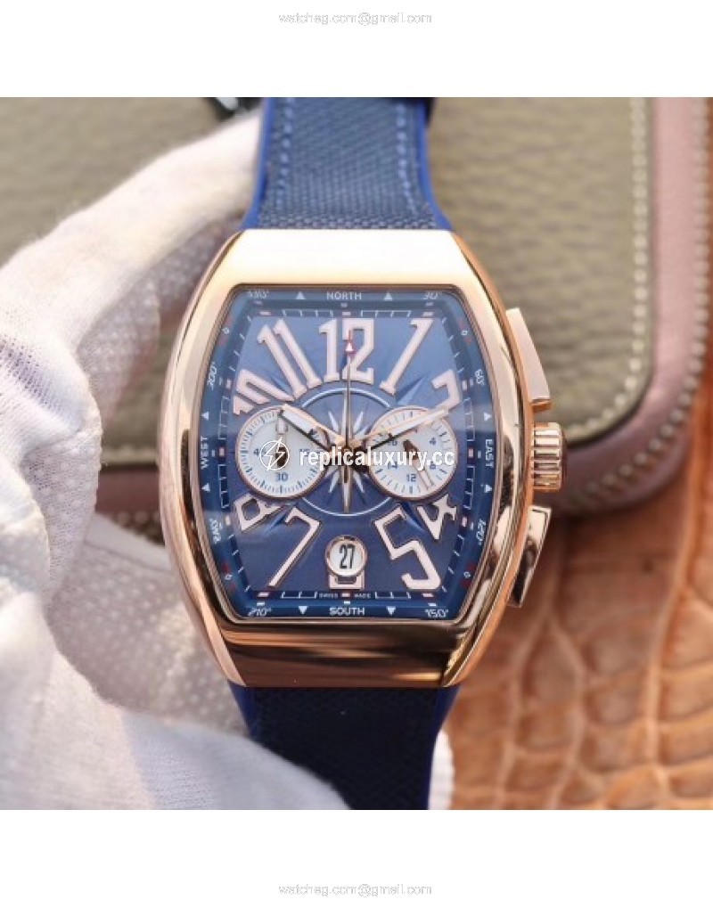 Franck Muller Vanguard Yachting Chronograph V45 CC DT OX Rose Gold Blue 