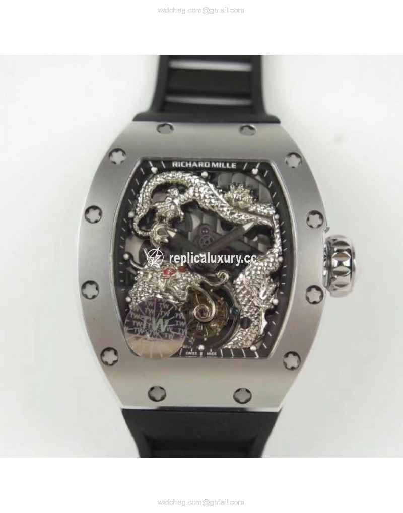 Richard Mille RM057 Tourbillon Dragon Jackie Chan TW Stainless Steel Black & Silver Skeleton 