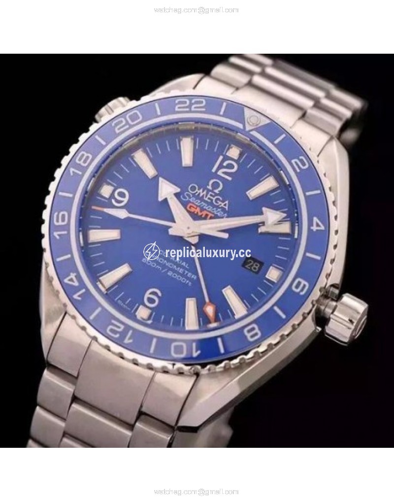 Omega Seamaster Planet Ocean GMT Stainless Steel Blue 