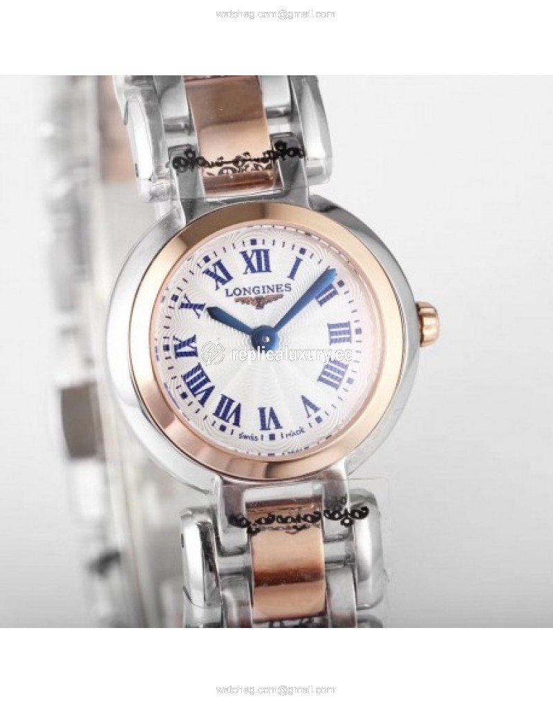 Longines Primaluna Ladies KZ Stainless Steel & Rose Gold White 