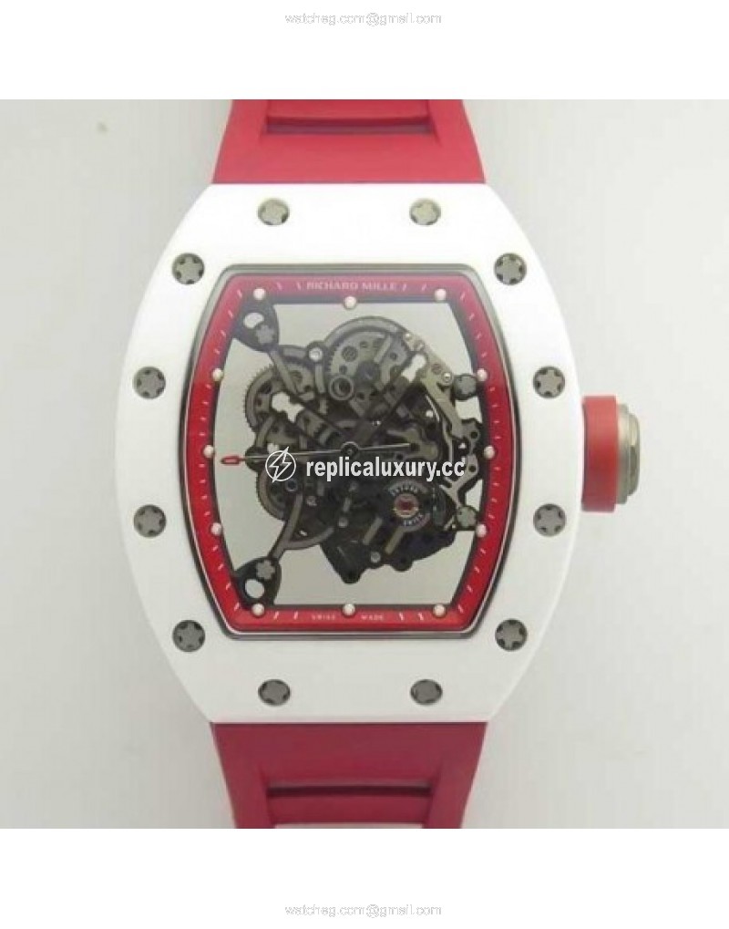 Richard Mille RM055 KV V2 White Ceramic Red Skeleton 