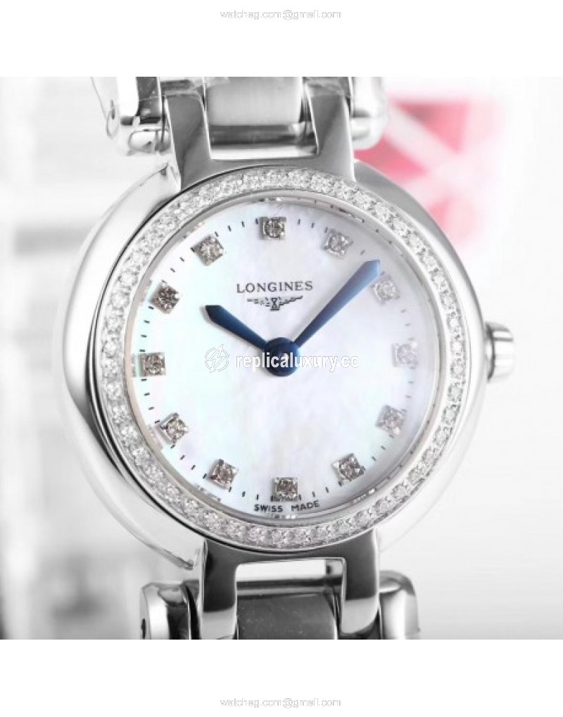 Longines Primaluna Ladies L8.109.4.87.6 KZ Stainless Steel & Diamonds Mother Of Pearl 