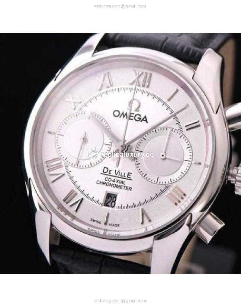 Omega De Ville 42MM Chronograph Stainless Steel White 