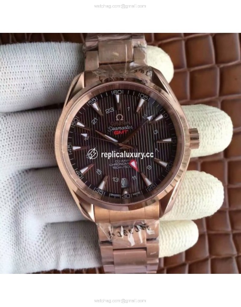 Omega Seamaster Aqua Terra 150M GMT 231.50.43.22.06.002 43MM JH Rose Gold Black 