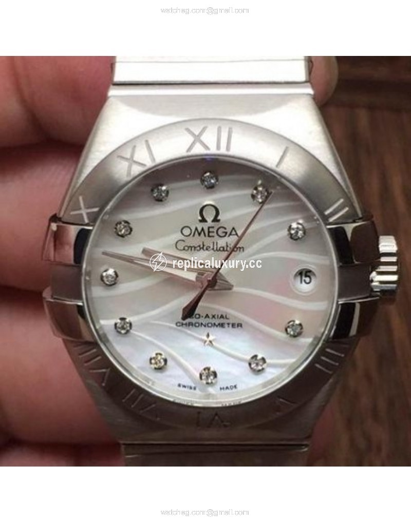 Omega Constellation Double Eagle Lady 27MM Stainless Steel Pearl 