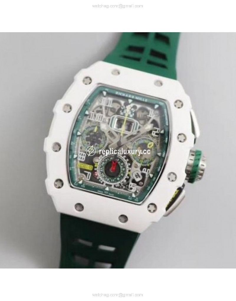 Richard Mille RM011-FM KV White Ceramic Green Skeleton 