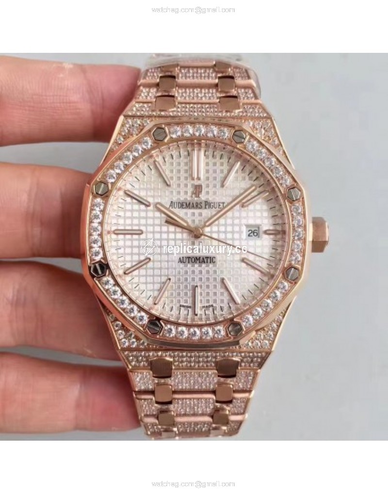 Audemars Piguet Royal Oak 15400 Noob Rose Gold & Diamond Silver 