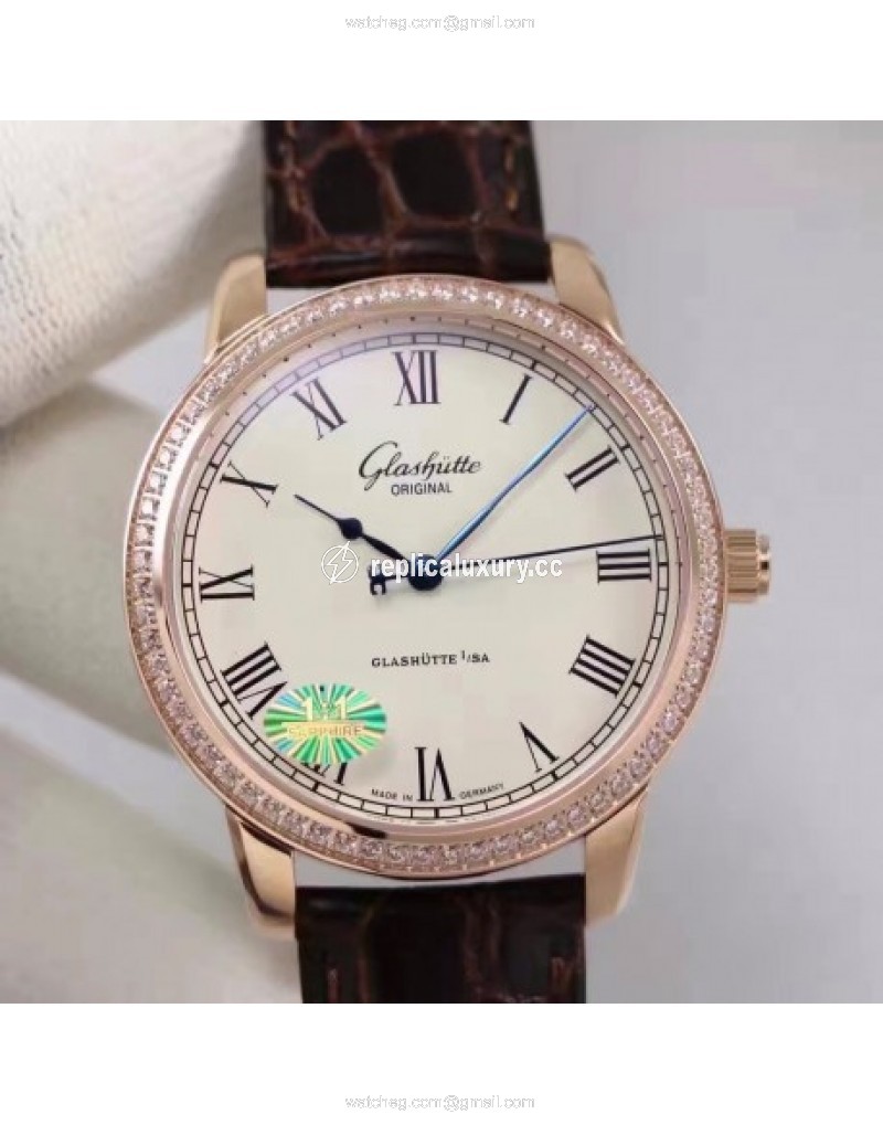 Glashutte Original Senator Excellence 1-36-01-02-05-01 GF Rose Gold & Diamonds White & Diamonds 
