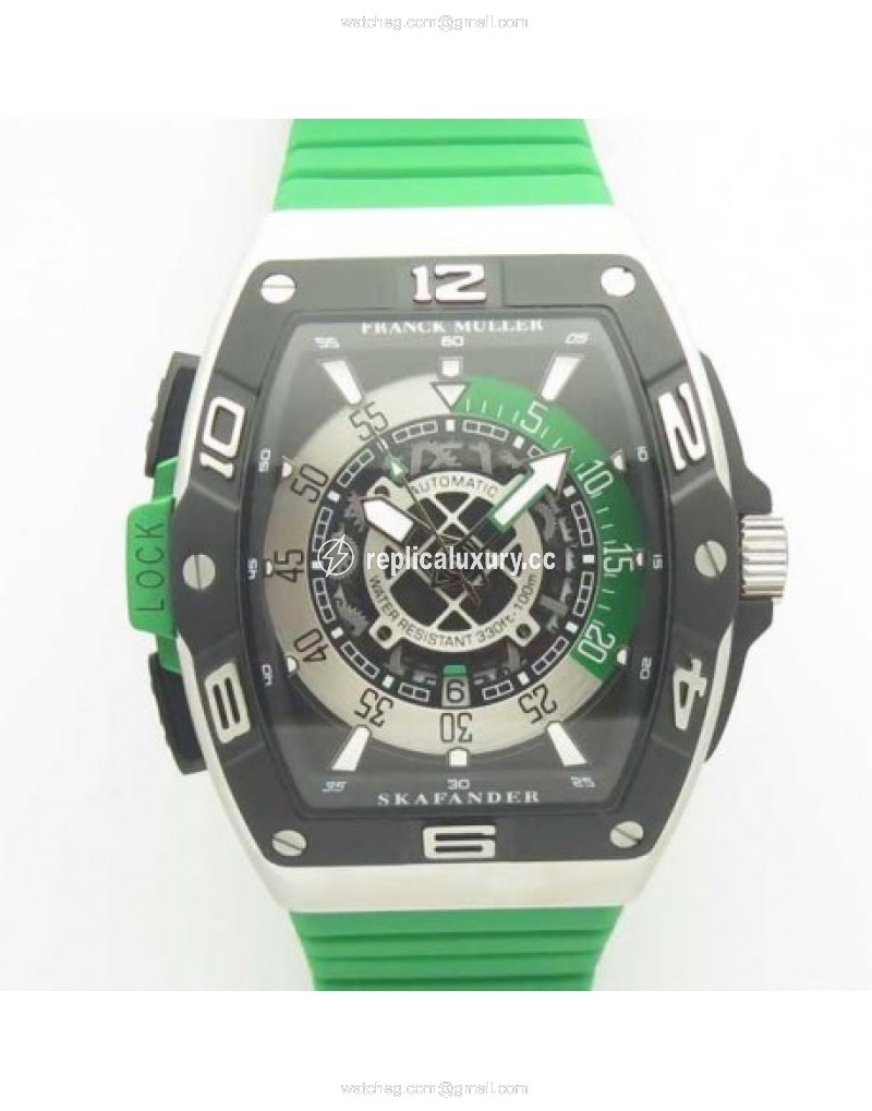 Franck Muller Skafander SKF 46 DV SC DT Noob Stainless Steel Green Skeleton 