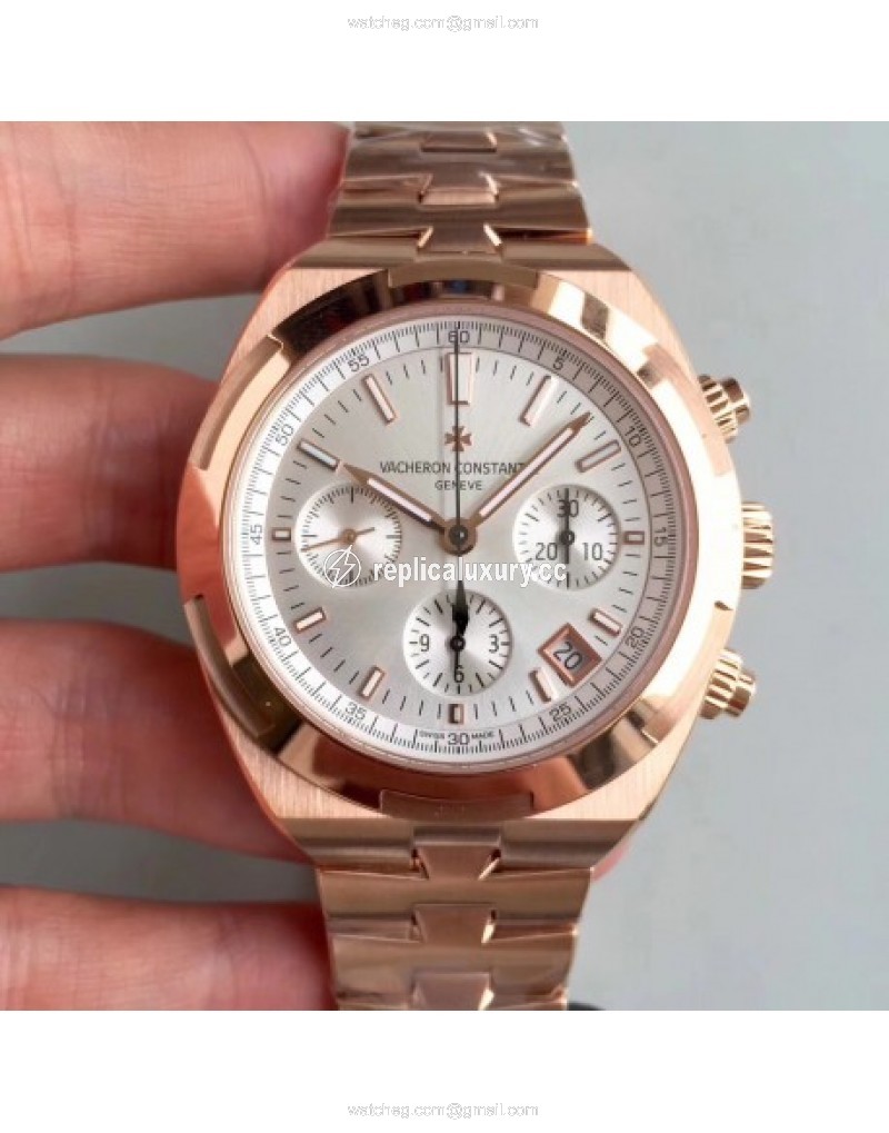 Vacheron Constantin Overseas Chronograph 5500V/000R-B074 JF Rose Gold Silver 