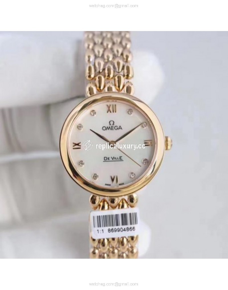 Omega De Ville Dewdrop 424.55.27.60.55.006 XF Yellow Gold Mother Of Pearl 