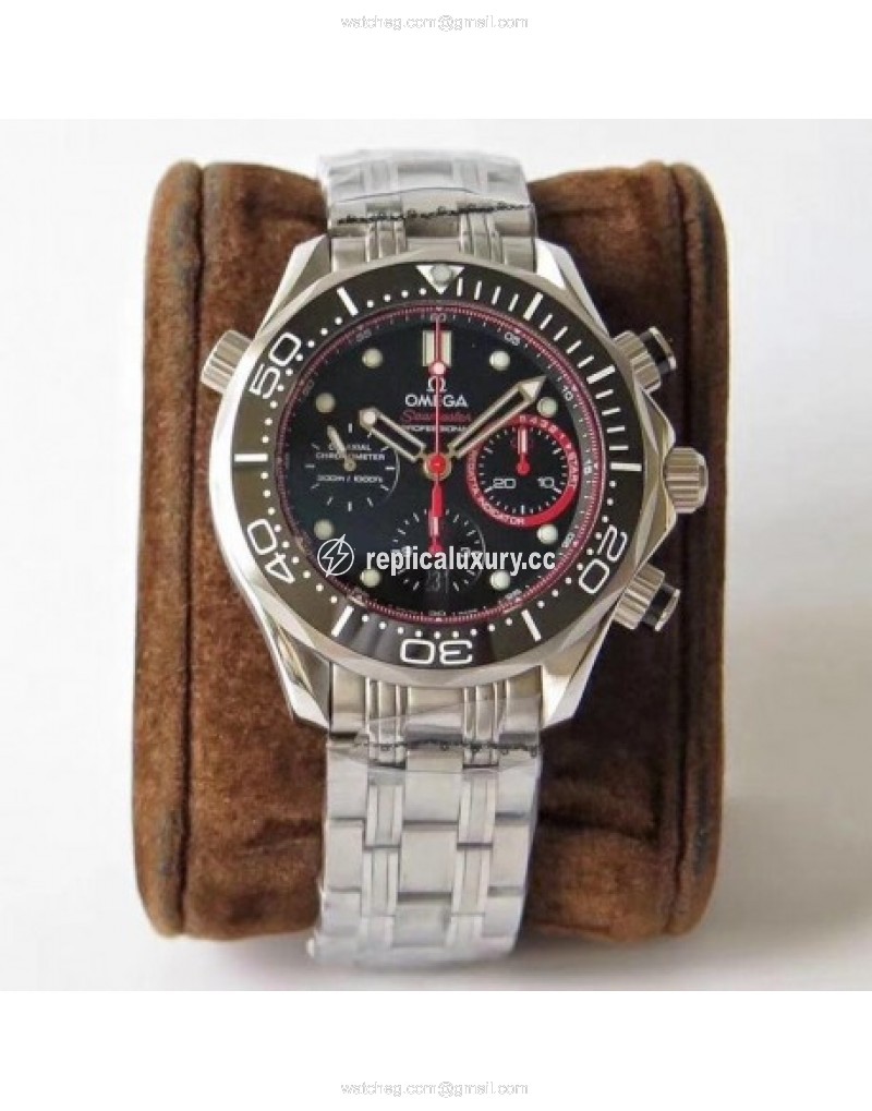 Omega Seamaster Diver 300M Chronograph 44MM ETNZ 212.32.44.50.01.001 AC V2 Stainless Steel Black & Red 