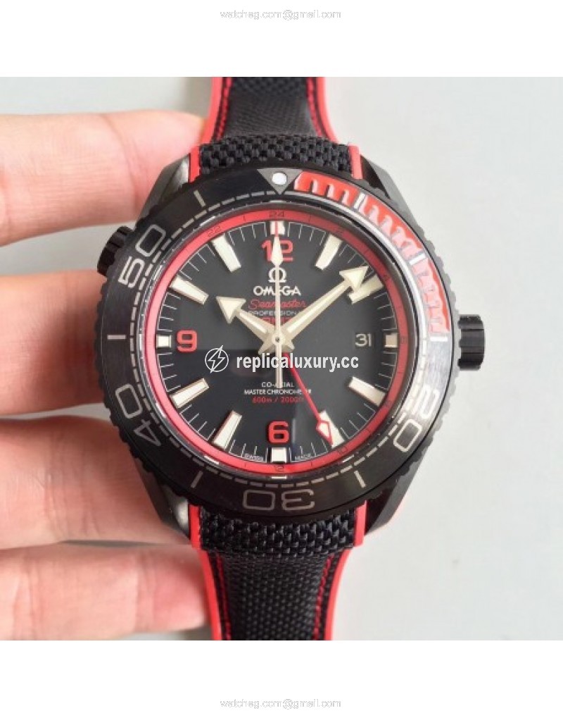 Omega Seamaster Planet Ocean 600M Deep Black In Red GMT 215.92.46.22.01.003 JH PVD Black 
