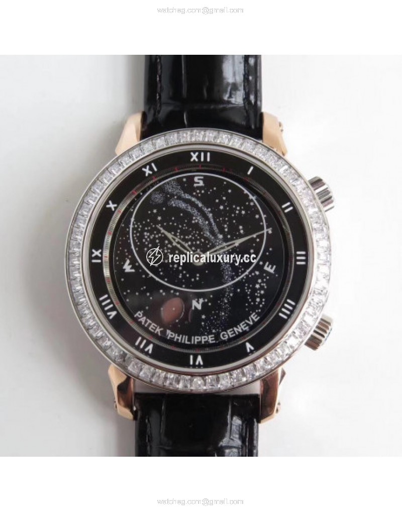 Patek Philippe Grand Complications Sky Moon Celestial 5102PR Noob Rose Gold & Diamond Black 