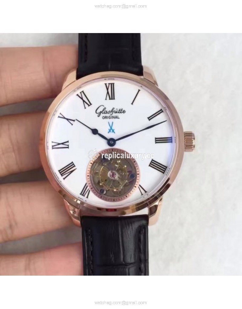 Glashutte Original Senator Meissen Tourbillon 1-94-11-01-01-04 Rose Gold White 