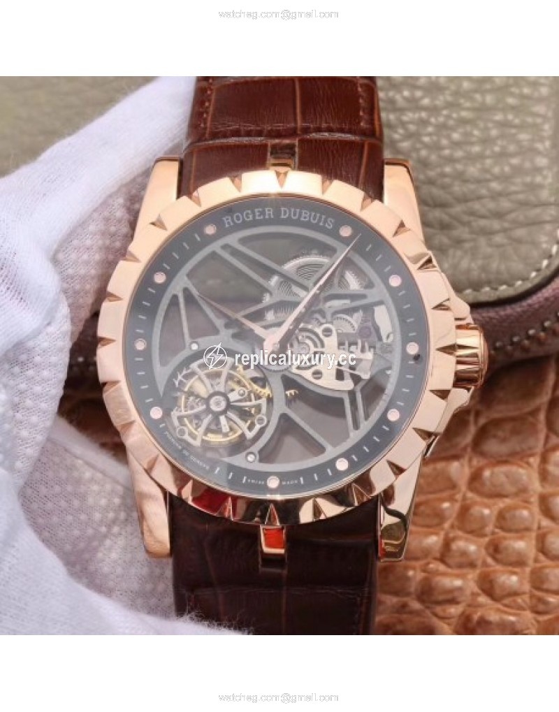 Roger Dubuis Excalibur Skeleton Flying Tourbillon RDDBEX0392 JB Rose Gold Skeleton 