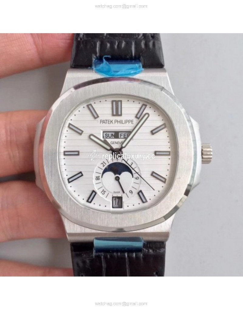 Patek Philippe Nautilus Annual Calendar Moonphase 5726A KM V2 Stainless Steel White 