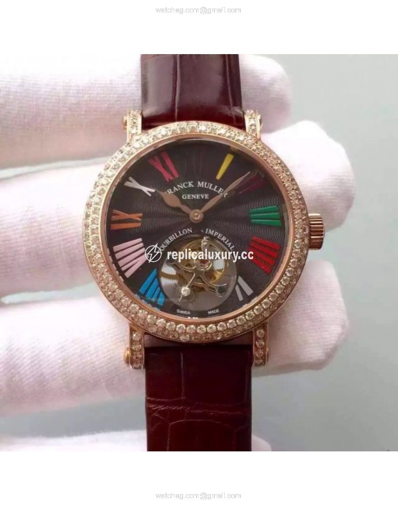 Franck Muller Color Dreams Tourbillon Imperial Rose Gold & Diamonds Anthracite 
