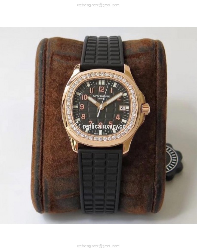 Patek Philippe Aquanaut Luce Ladies 5067A PP Rose Gold & Diamonds Black 