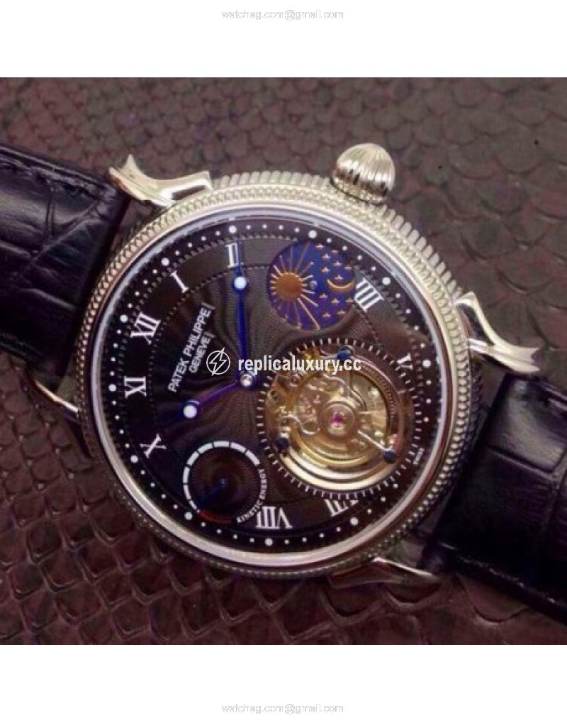 Patek Philippe Tourbillon Moonphase Power Reserve Stainless Steel Black 