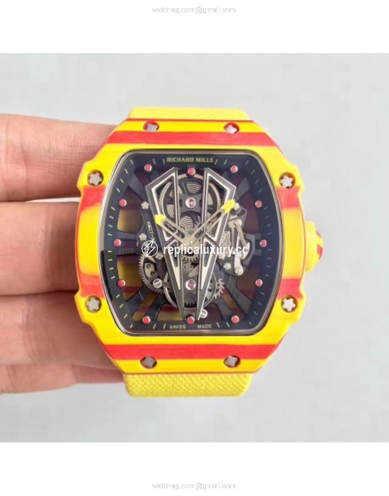 Richard Mille RM27-03 Rafael Nadal KL Yellow & Red Forged Carbon Black Skeleton 