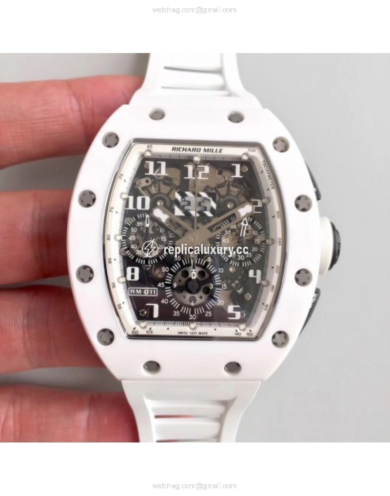 Richard Mille RM011-FM Felipe Massa Flyback Dubai Chronograph KV White Ceramic White Skeleton 