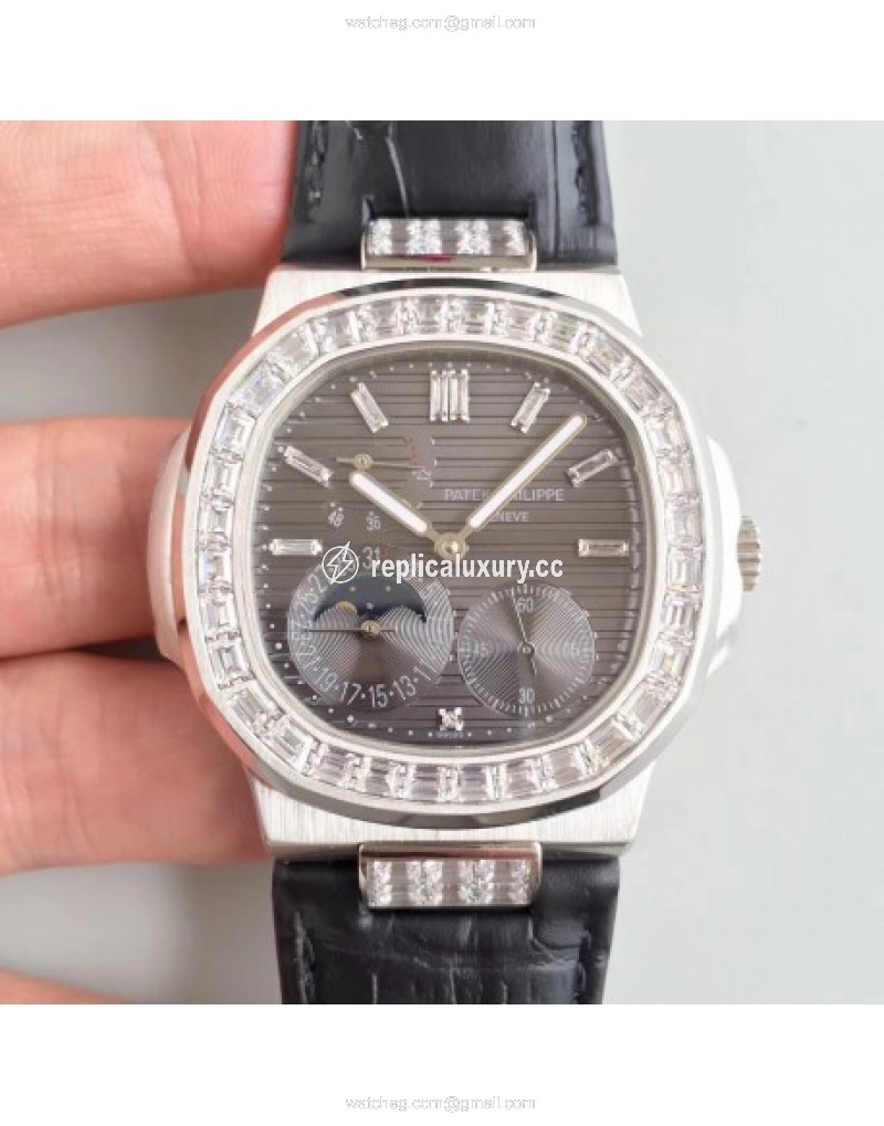 Patek Philippe Nautilus Moonphase 5712G-001 Noob Stainless Steel & Diamond Black 