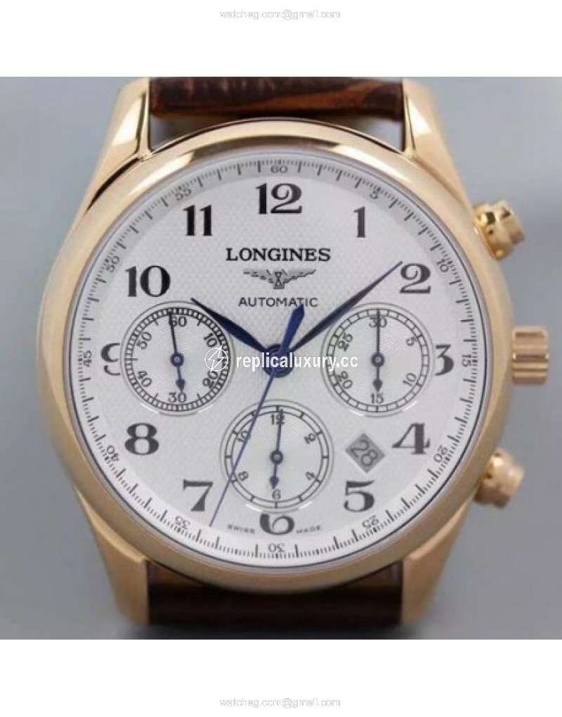 Longines Master Collection Chronograph Rose Gold White 