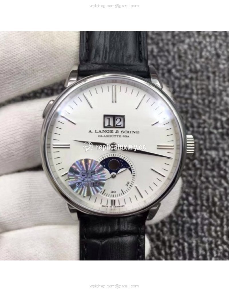 A. Lange & Sohne Saxonia Moon Phase 384.026 GF Stainless Steel White 