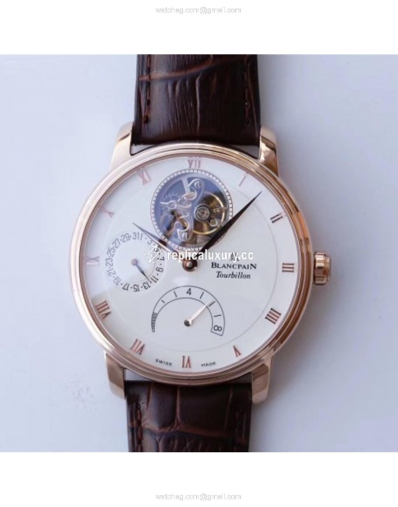 Blancpain Villeret Tourbillon 8 Days 6025-3642-55B JB Rose Gold White 