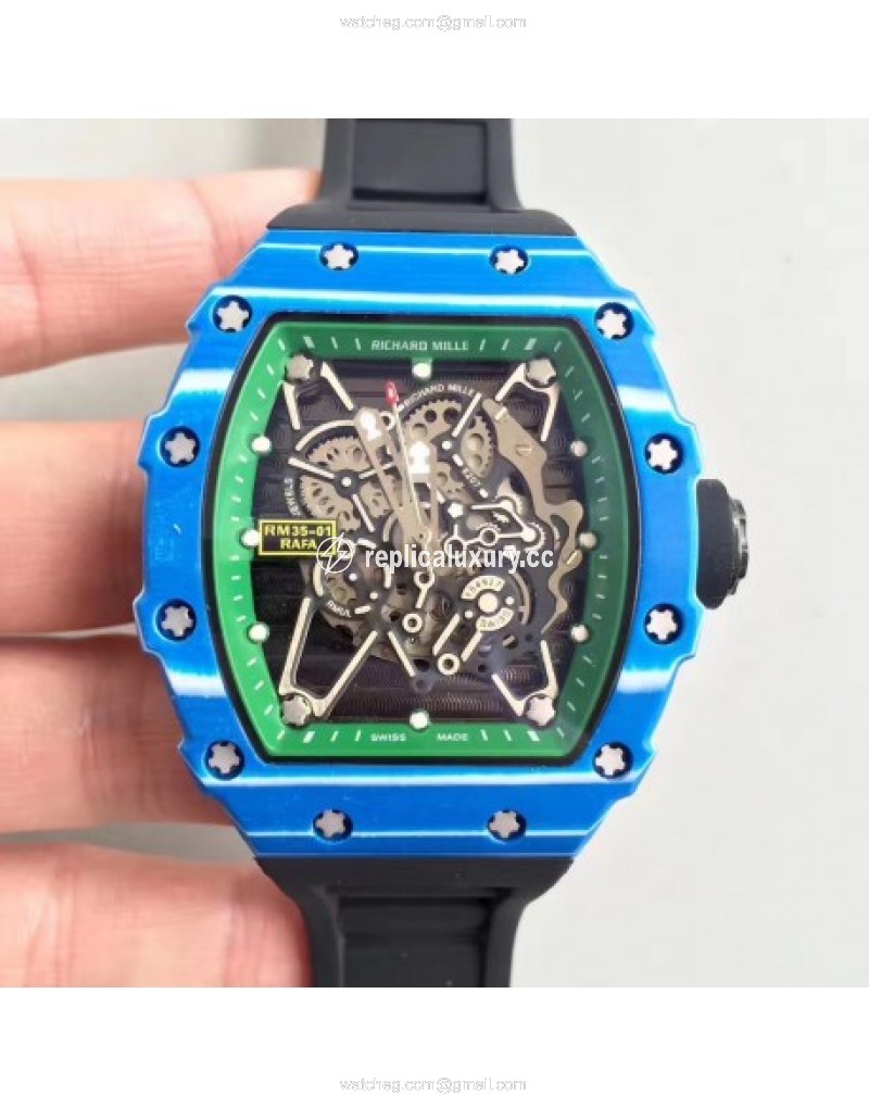 Richard Mille RM35-01 Rafael Nadal KV Blue Forged Carbon Green & Skeleton 