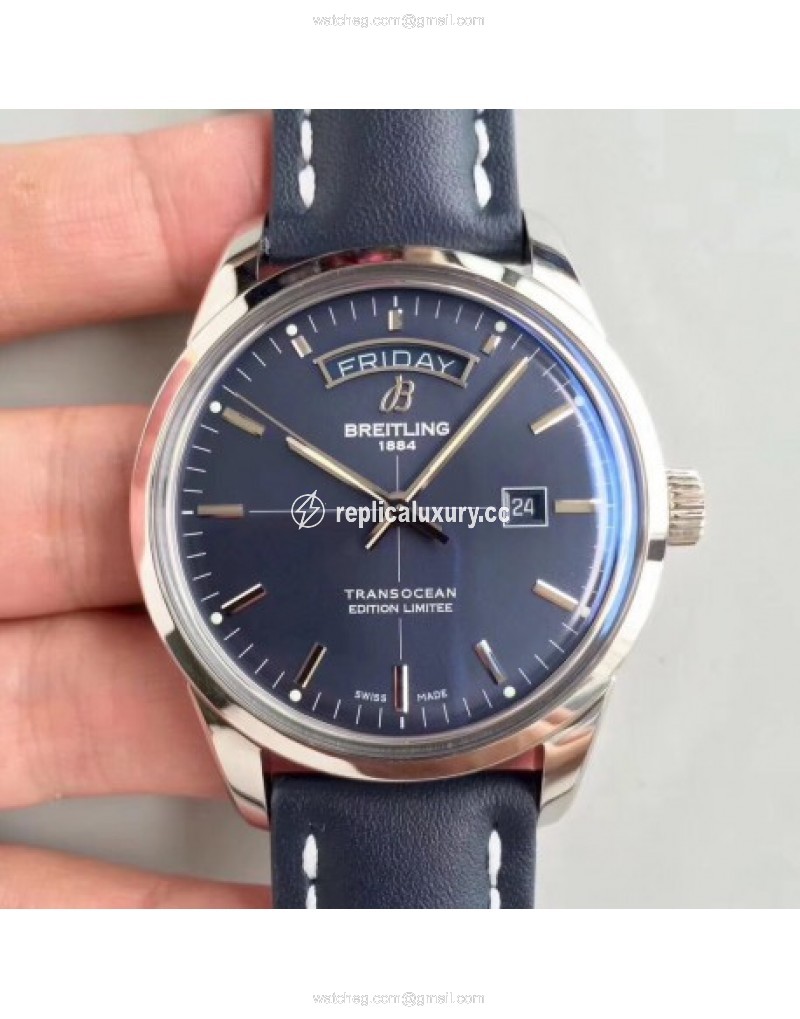 Breitling Transocean Day & Date A453109T/C921/731P V7 Stainless Steel Blue 