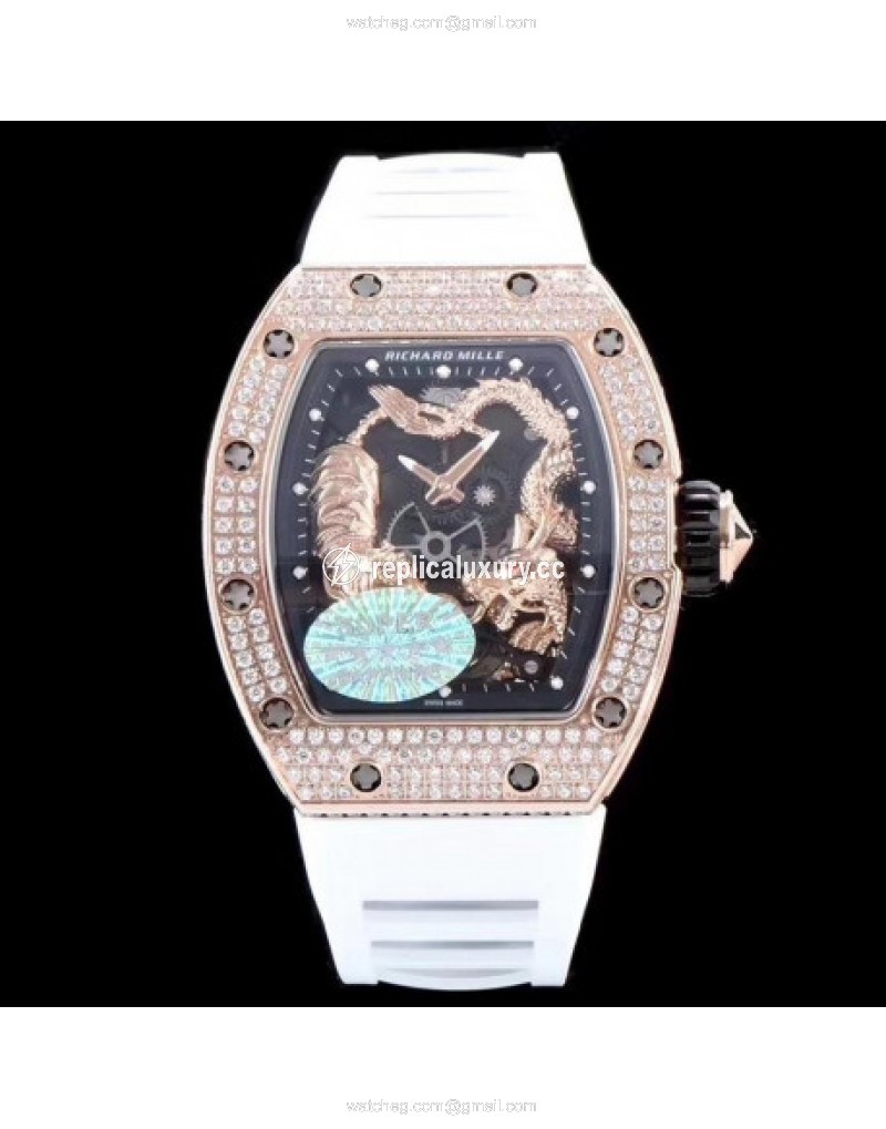 Richard Mille RM051-01 Tourbillon Tiger & Dragon Michelle Yeoh KV Rose Gold & Diamonds Skeleton 