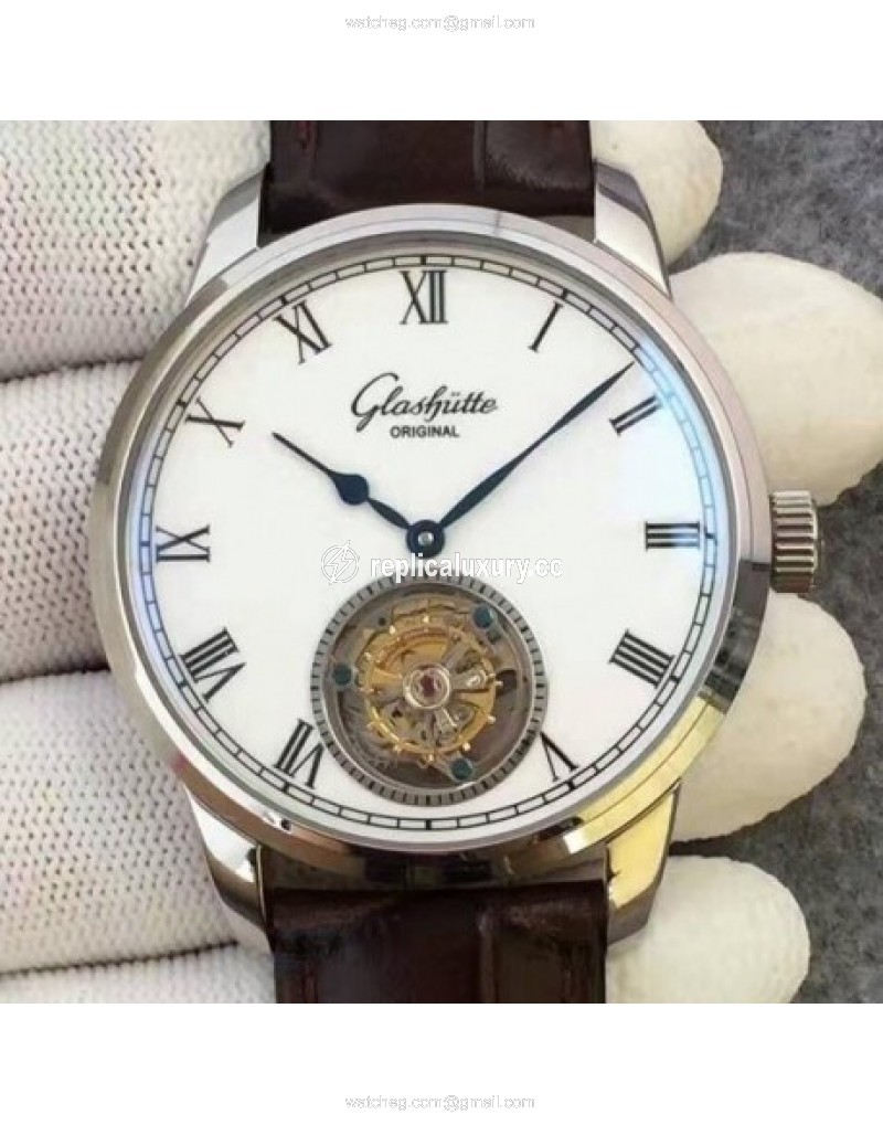 Glashutte Original Senator Excellence Tourbillon Stainless Steel White 
