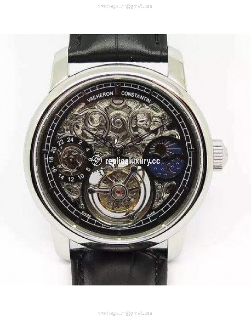 Vacheron Constantin Patrimony Tourbillon Stainless Steel Skeleton & Black 