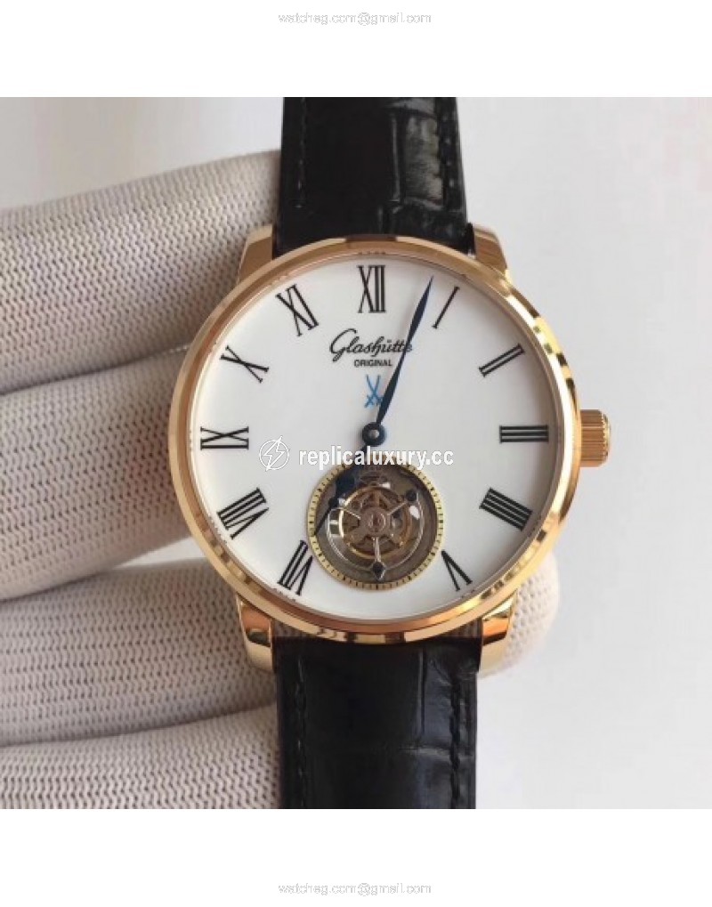 Glashutte Original Senator Meissen Tourbillon 1-94-11-01-01-04 Noob Rose Gold White 