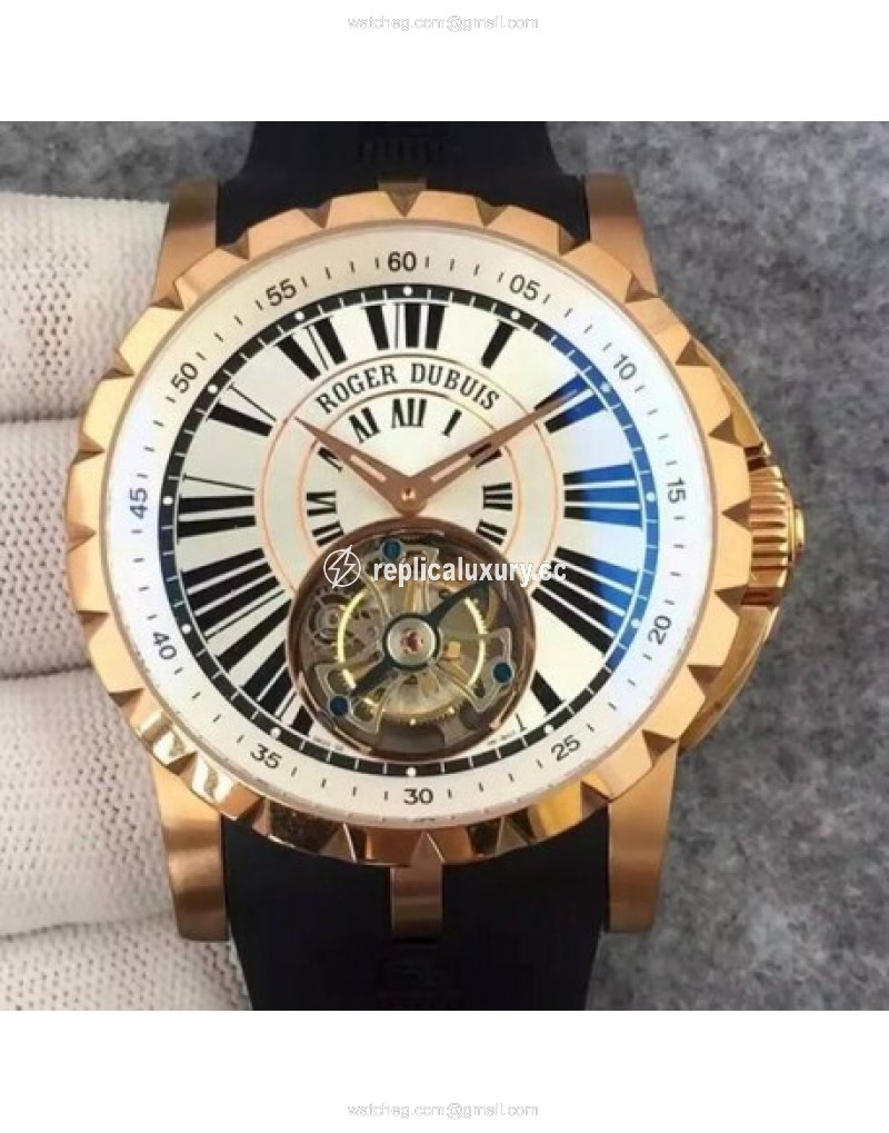 Roger Dubuis Excalibur Tourbillion Rose Gold White 