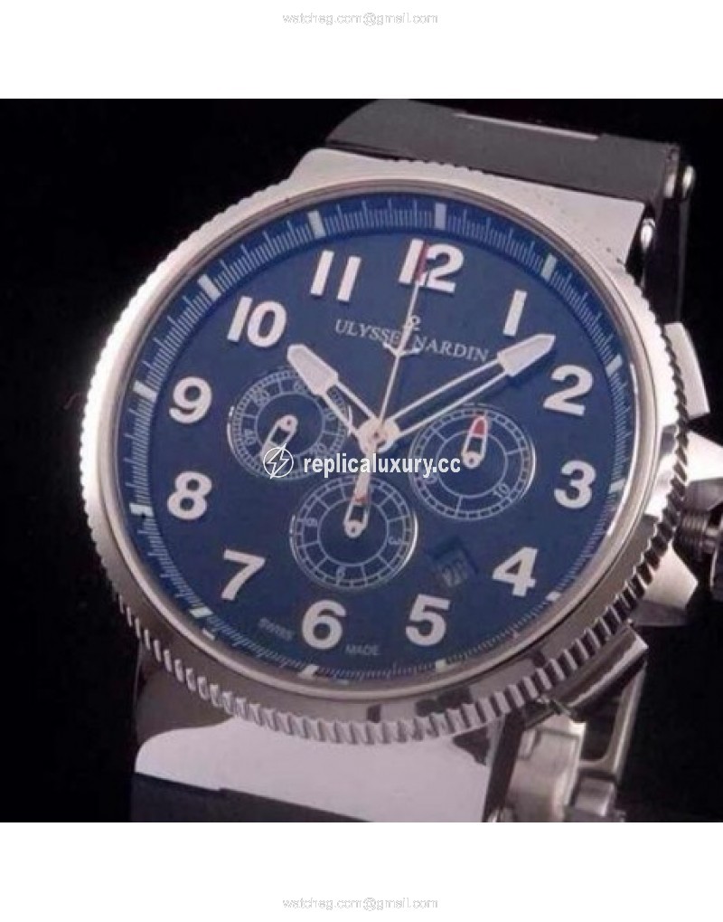 Ulysse Nardin Marine Chronograph Stainless Steel Arabian Numbers Black 