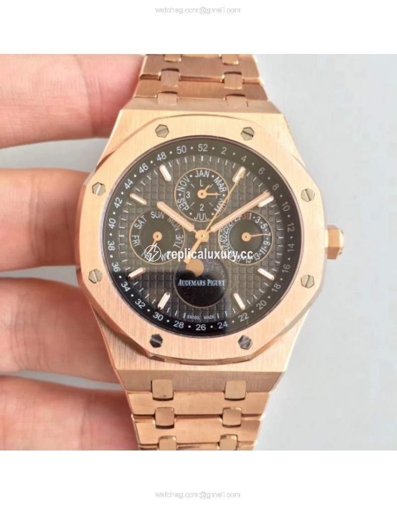 Audemars Piguet Royal Oak Perpetual Calendar 41MM 26574OR.OO.1220OR.01 BF Rose Gold Black 