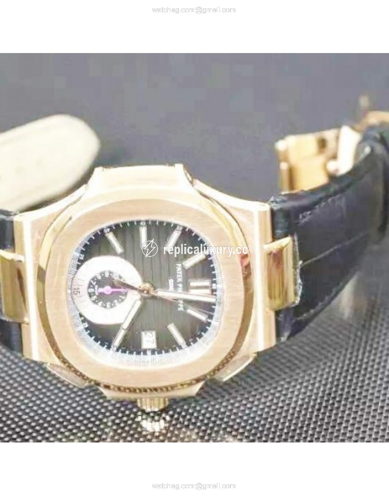 Patek Philippe Nautilus Chronograph 5980R 24K Rose Gold Plated Black 