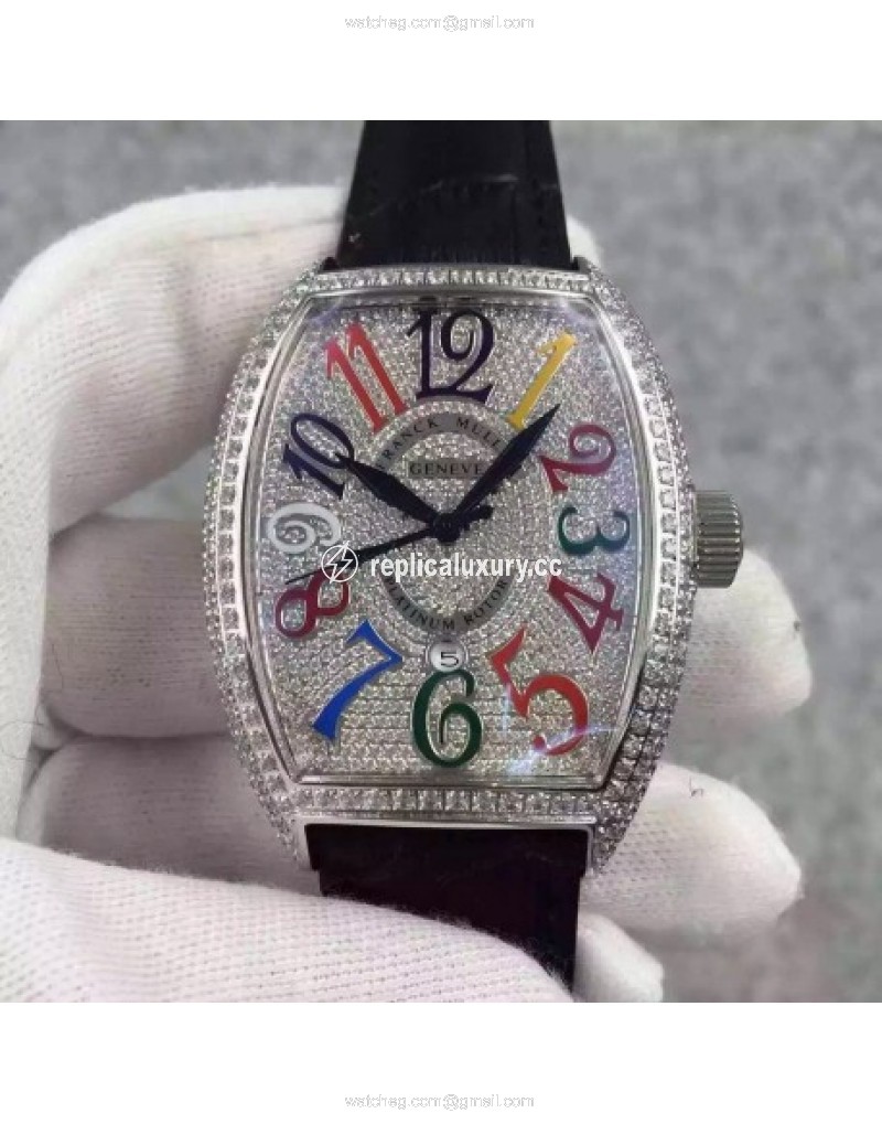 Franck Muller Cintree Curvex Color Dreams FM 8880 SC DT D6 CD OG Stainless Steel & Diamonds Diamonds & Color 