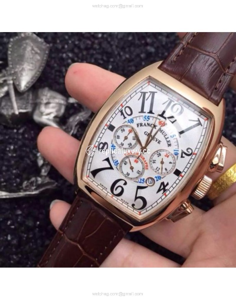 Franck Muller Cintree Curvex Chronograph FM 8880 CC AT Rose Gold White 