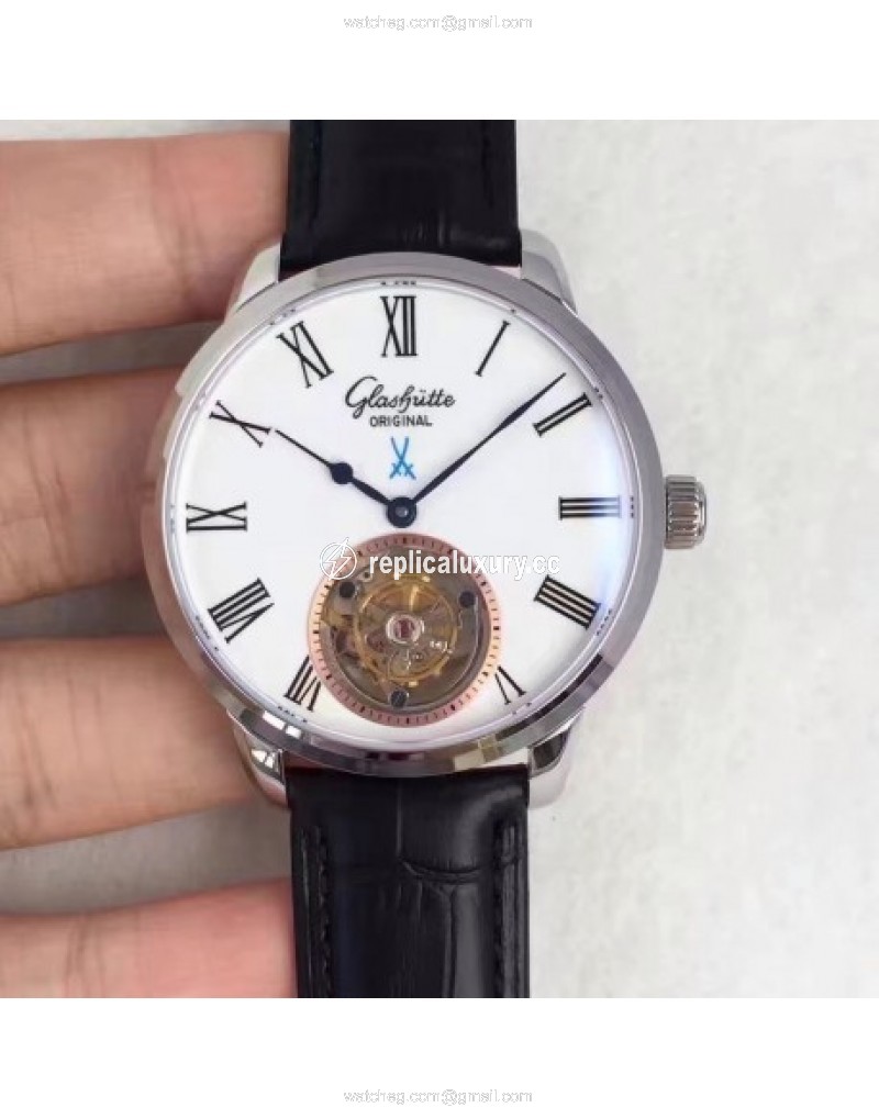 Glashutte Original Senator Meissen Tourbillon 1-94-11-01-01-04 Stainless Steel White 