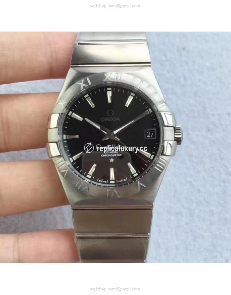 Omega Constellation 123.10.38.21.01.001 38MM SSS Stainless Steel Black 